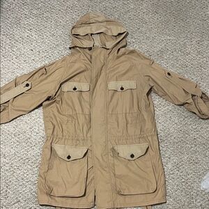 Men’s Vintage Khaki Utility Hoodie Military Jacket